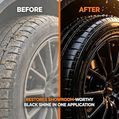 XIRUJNFD 80g Premium Tire Coating & Trim Restorer, Restores Deep Black Shine on Rubber, Tire Shine Polishing Paste with Sponge, Long-Lasting Coating Protection for Car, Truck, Motorcycle, RV (3)