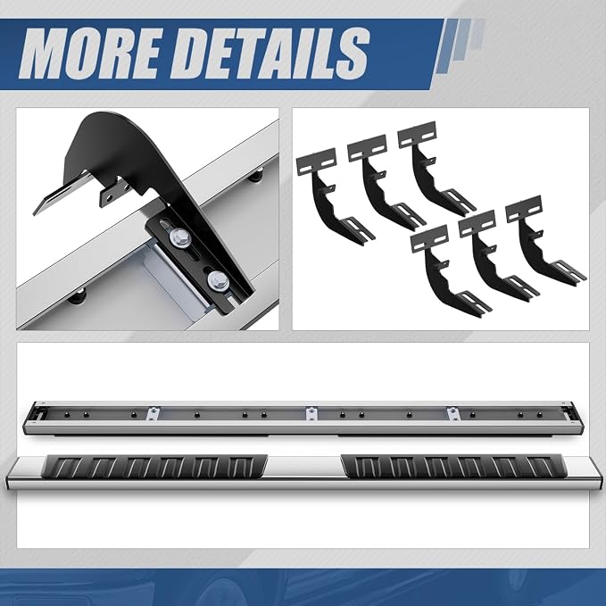 Auto Dynasty Flat Running Boards Compatible with 2009-2024 Dodge Ram 1500 2500 3500 Crew Cab 4-Door, Stainless Steel Side Steps Rail Nerf Bar, 6.75 Inches Step Bars, Chrome Polished