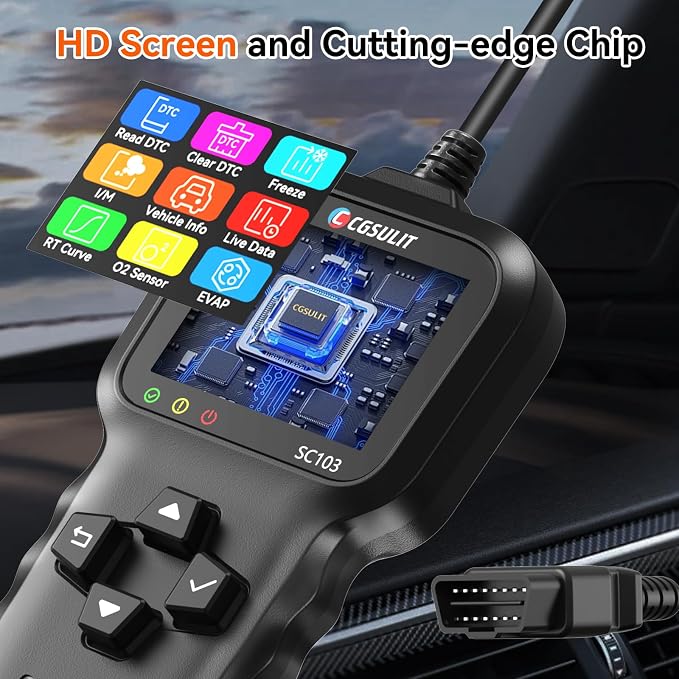 OBD2 Scanner, CGSULIT SC103 Car Code Reader Diagnose Check Engine Light Smog Check DTCs Scan Tool Live Data Stream Voltage Test for Vehicles Since 1996