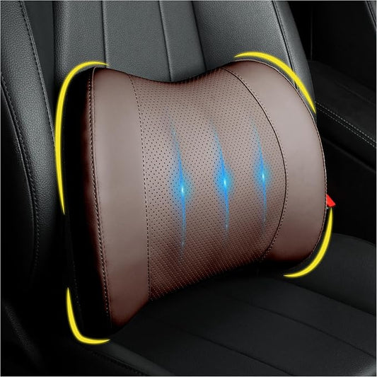 Lofty Aim Lumbar Support Pillow for Car, Memory Foam Lumbar Pillow for Lower Back Pain Relief - Back Cushion for Driving, Chair Support for Car-Office Chair, Wheelchair - Classic Brown