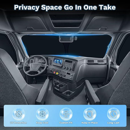 KUST Car Window Shades for Freightliner Cascadia 2018-2025 2026 Windshield Sun Shade Side Window Cover UV Block Privacy Protection Cascadia Accessories Foldable Front Rear Full Set 3PCS