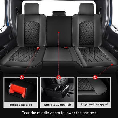 MIROZO Truck Seat Covers Full Set for Ram, Waterproof Ram 1500 Seat Cover Leather Seat Cover Compatible with 2009-2026 Ram 1500/2500/3500 Crew Quad Cab Pickup with Split Curved Bench 40/60,Black
