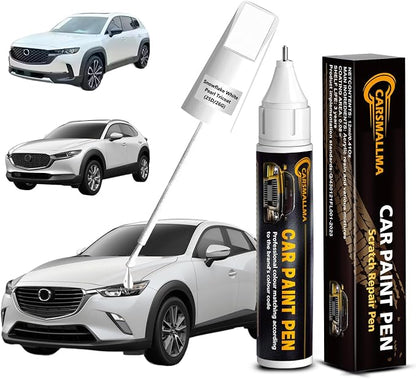 25D/26G Snowflake White Pearl Tricoat Car Touch Up Paint for Mazda, Color Accurate Car Paint Scratch Repair Pen Kit Quick & Easy Fix Vehicle Chips and Automotive Nicks Scuff