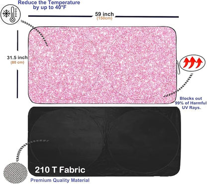 Gven Windshield Sun Shade for Car Front Window Cover Sunshades Visor Automotive Sun Shield for Compact Sedan, SUV, Midsize Sedan, Small Pickup Blocks UV Rays Keep Your Vehicle Cool (Pink, S)