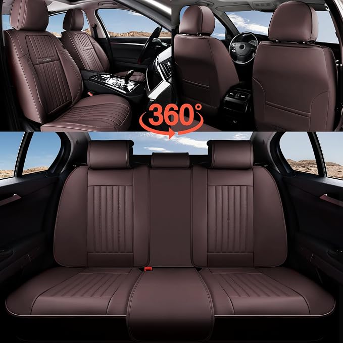 Coverado Car Seat Covers Front Seats, Seat Covers for Cars, Car Seat Protector, 2-Pack Car Seat Cushion Nappa Leather, Waterproof Seat Covers Carseat Cover Universal Fit for Most Cars Trucks(Coffee)