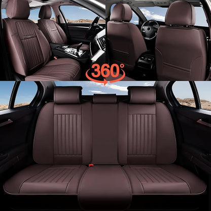 Coverado Car Seat Covers Front Seats, Seat Covers for Cars, Car Seat Protector, 2-Pack Car Seat Cushion Nappa Leather, Waterproof Seat Covers Carseat Cover Universal Fit for Most Cars Trucks(Coffee)