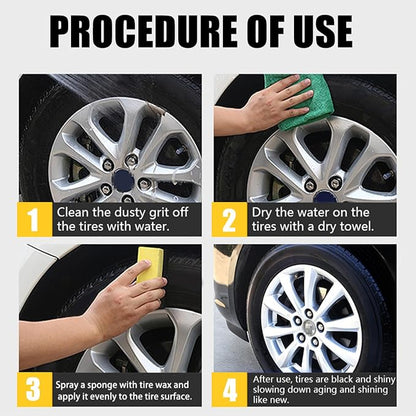 Wheel Shine Tire Cleaner – Max Coat Protection, High Gloss Black Finish | 100g Long-Lasting Tire Coating for Automotive Waxing, Polishing, Trim Maintenance, Car Cleaning, Refurbishing, Detailing Work
