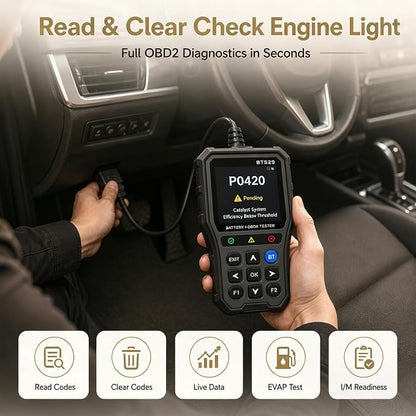 NOVEINN Bluetooth OBD2 Scanner, 2-in-1 Check Engine Code Reader & 12V Car Battery Tester, Diagnostic Scan Tool with EVAP Test, Performance & Trip Analysis, for 1996+ Cars & Trucks