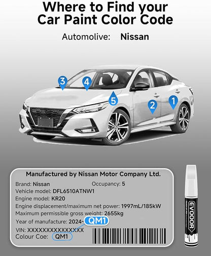 Touch Up Paint Compatible with Nissan Exact Match 2 in 1 Touch up Paint for Chips and Nicks Repair (Cloud White/Fresh Powder(QM1) Compatible with 200SX/Altima/Cube/Frontier/Kicks/Micra/NV/NV200/Pathfinder/Pickup/Sentra/Versa/Versa-Note/Xterra)