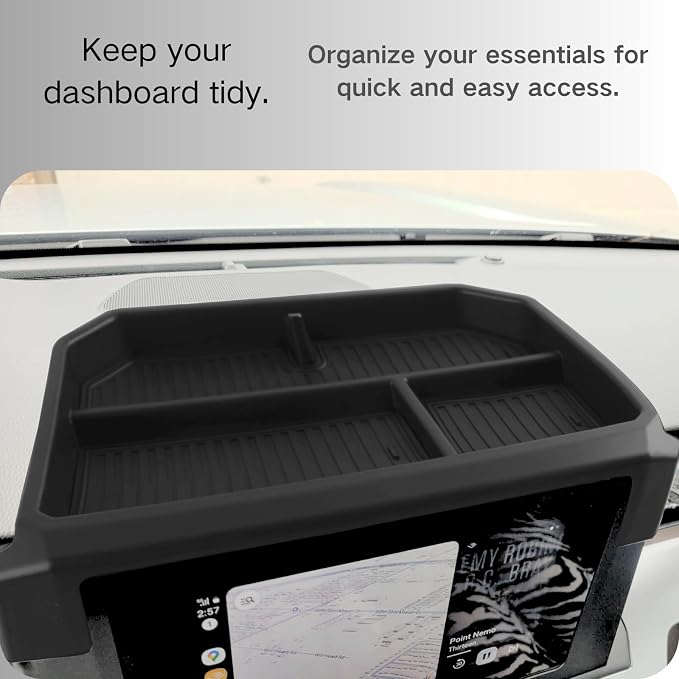 Dashboard Storage Box Compatible with 2024 2025 Toyota Tacoma and 2025 4Runner Accessories Center Console Screen Dash Organizer Tray (for 8-inch screen)