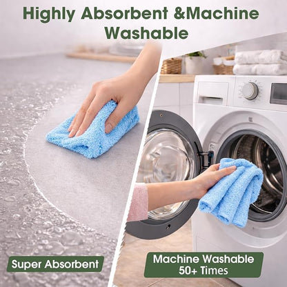 Microfiber Cleaning Cloth Roll - 100 Pack Tear Away Microfiber Paper Towels, Reusable, Washable, Scratch-Free, Kitchen Towels for Car, Home, Kitchen, Glass, Dishes (Blue)