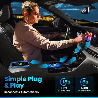 2026 Wireless CarPlay & Android Auto Adapter 2-in-1 – Convert Wired to Wireless, Fast Auto-Connect, Zero-Lag 5.8GHz WiFi, Plug & Play USB/USB-C Mini Dongle for iOS 10+ & Android 11+