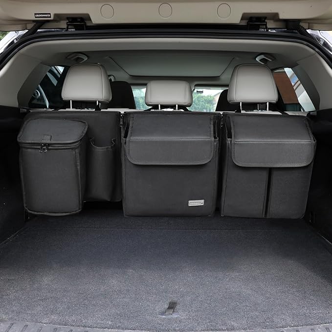 Deluxe Trunk and Backseat Organizer for Medium or Large Size SUVs & RVs, Detachable Storage Modules with Built-in Cooler, Patent Pending