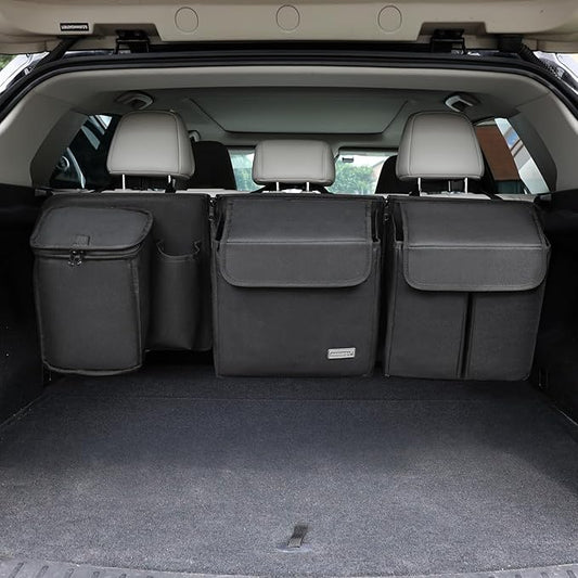 Deluxe Trunk and Backseat Organizer for Medium or Large Size SUVs & RVs, Detachable Storage Modules with Built-in Cooler, Patent Pending