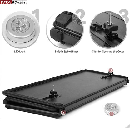 YITAMOTOR FRP Hard Tri-Fold Truck Bed Tonneau Cover Compatible with Dodge Ram 1500 2009-2024 (19-24 Classic ONLY), 5.7 ft Bed Without Rambox