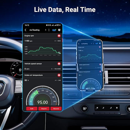 GOOLOO DS100 OBD2 Scanner Bluetooth, Wireless All System OBD2 Scanner Diagnostic Tool, Check Engine, Live Data, 6 Reset Services, Read and Clear Error Codes for All OBDII Protocol Cars Since 1996