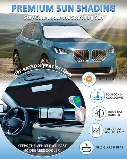 Sunshade for X3 Windshield Sun Shade Custom Fit for 2018-2025 2026 BMW X3 Accessories Foldable Front Window Shield Cover Sun Visor Protector Automotive Interior Protector Block UV Rays