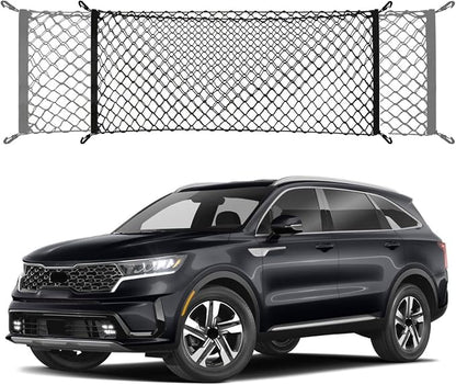 Envelope Style Trunk Cargo Net Compatible with KIA Sorento New 2026 2025 2024 2023 2022 2021 LX S EX SX PHEV Envelope Style Car Rear Nylon Mesh Tailgate Netting