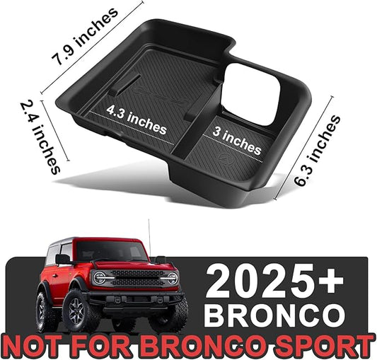 Muslogy Center Console Inserts Compatible with 2025 2026 Ford Bronco Accessories, Center Console Wireless Charger Protective Mat Liner Anti-Slip Phone Charge Area Charging Protection