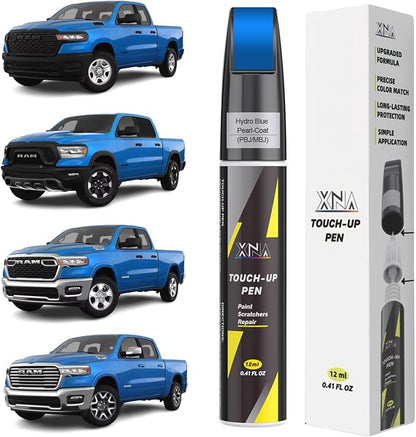 XNA Hydro Blue Pearl-Coat(PBJ/MBJ) for Dodge Ram Touch Up Paint, 2 in 1 Car Scratch Remover with Pen Tip and Brush, Exact Color-Matched for Car Paint Scratch Repair, Quick & Easy Fix Chips and Nicks