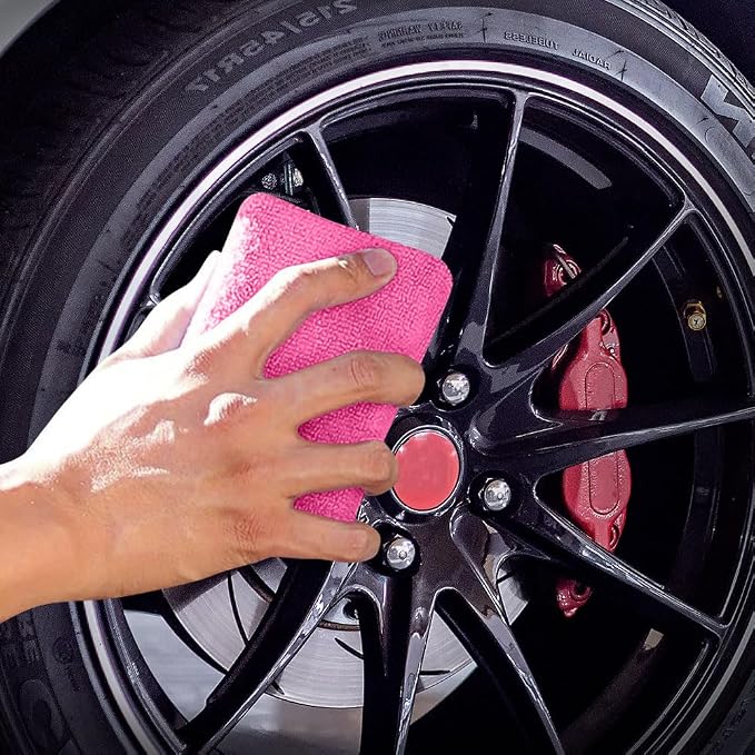 HOMEXCEL Microfiber Applicator Pads, Scratch-Free Car Wash Sponge for Cleaning, Premium Wax Foam Applicator Pads for Car Detailing, 5”x3”, 8 Pack, Pink