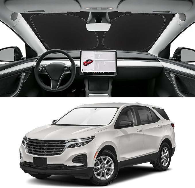 Custom Fit Windshield Sun Shade for Chevy Equinox 2018-2025 (Not for Equinox EV), Blocks UV & Heat, Front Window Sunshade Accessories, Easy Fold & Store Keep Your Car Cooler