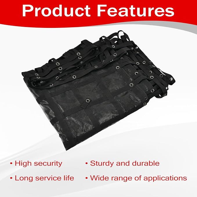 Heavy Duty 126" x 222" Truck Bed Cargo Net with Adjustable Cam Buckles & S-Hooks & Cross Strap,10.5' x 18.5' Cargo Net with 1500LBS Capacity for Pickup Truck Bed Trailer SUV Jeeps