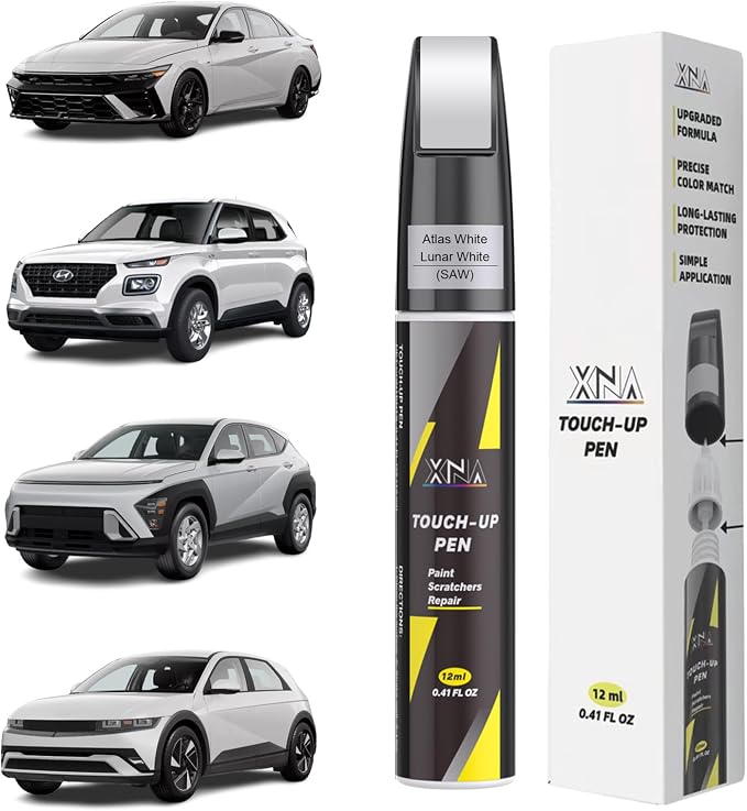 XNA Atlas White/Lunar White(SAW) for Hyundai Touch Up Paint, Car Scratch Remover for Nicks and Chips Repair, 2-In-1 Quick & Easy Fix Car Scratch Repair Kit with Exact Color-Matched