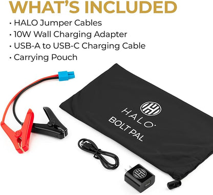 Halo Bolt PaL 1000 Portable Car Jump Starter | USB-A & USB-C Charger Ports, Digital Display, Powers Multiple Devices, Detachable Power Bank & Emergency Flashlight, Jumps Cars SUVs & Trucks — Purple