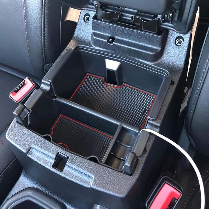 EDBETOS Center Console Organizer Tray Compatible with Jeep Wrangler JL/JLU 2018-2023 2024 2025 2026 and Gladiator JT Truck 2020-2026 Insert Accessories - Won't Covers The Light Inside (Red Trim)