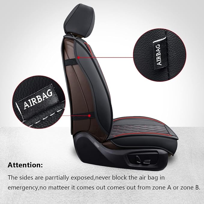 MIROZO Front Seat Covers for Ram,Waterproof Truck Seat Cover Compatible with 2009-2026 RAM 1500/2500/3500 Crew Quad Cab, Car Seat Protector Pickup Cushions (2 PCS Front,Black and Red)