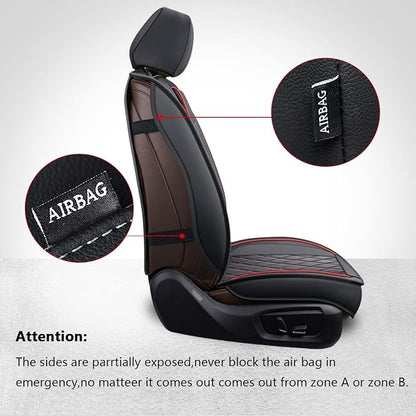 MIROZO Front Seat Covers for Ram,Waterproof Truck Seat Cover Compatible with 2009-2026 RAM 1500/2500/3500 Crew Quad Cab, Car Seat Protector Pickup Cushions (2 PCS Front,Black and Red)