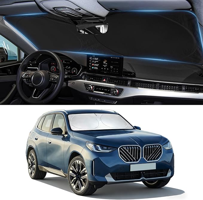 Sunshade for X3 Windshield Sun Shade Custom Fit for 2018-2025 2026 BMW X3 Accessories Foldable Front Window Shield Cover Sun Visor Protector Automotive Interior Protector Block UV Rays