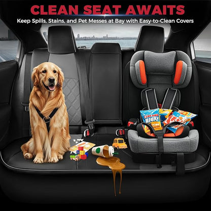 FREESOO for Toyota Corolla Seat Covers L LE XLE, LE Eco Sedan 2014 2015 2016 2017 2018 2019, Luxury Leather Seat Covers for Cars, Custom Fit Car Seat Covers, Waterproof Seat Cover, Black Gray Full Set