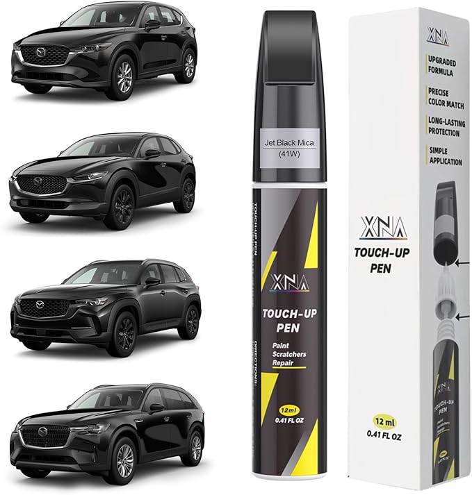 XNA Jet Black Mica(41W) for Mazda Touch Up Paint, Car Scratch Remover for Nicks and Chips Repair, 2-In-1 Quick & Easy Fix Car Scratch Repair Kit with Exact Color-Matched