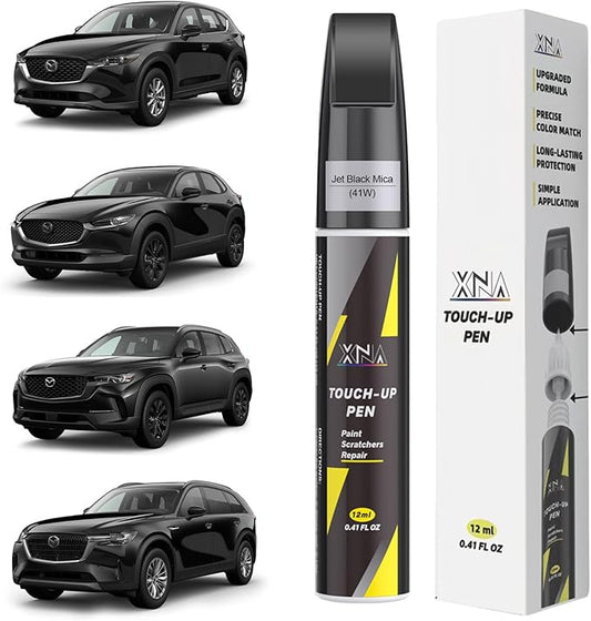 XNA Jet Black Mica(41W) for Mazda Touch Up Paint, Car Scratch Remover for Nicks and Chips Repair, 2-In-1 Quick & Easy Fix Car Scratch Repair Kit with Exact Color-Matched