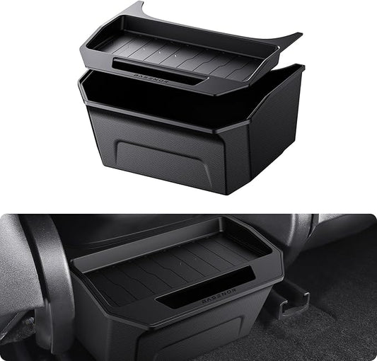 BASENOR 2017-2023 Tesla Model 3 Trash Can, Rear Center Console Organizer Tray, Backseat Storage Box with Lid Cover for Model 3 Interior Accessories(Not Fit 2024-2026 Model 3)