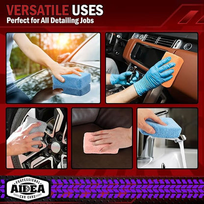 AIDEA Microfiber Applicator Pad-8Pack, Car Wash Sponge, Premium Microfiber Sponge and Cleaning Pads, Perfect for Effortless Wax, Sealant, and Conditioner Application-Orange