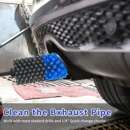 Wheel Brush, Soft Drill Wheel Cleaner Brush, Drill Brush for Car Wheel, No Scratches Highly Dense and Durable Car Wheel Brush Rim Tire Car Cleaning Brush for Wheels, Rims, Engines, Exhaust