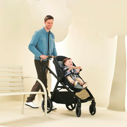 Maxi-Cosi Zelia Pro 5-in-1 Travel System with Mico Pro Infant Car Seat and Baby Stroller Combo, Reversible Seat, Large Wheels, Adjustable Handle, Newborn to Toddler, Lightweight, Sea Salt