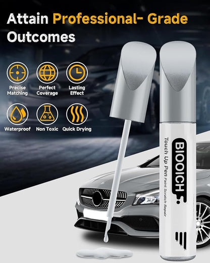 Touch Up Paint Pen Exact Color Match Car Chip and Scratch Repair (for Benz, Brilliant Silver Metallic(744/9744))