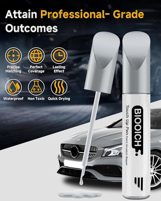 Touch Up Paint Pen Exact Color Match Car Chip and Scratch Repair (for Benz, Brilliant Silver Metallic(744/9744))