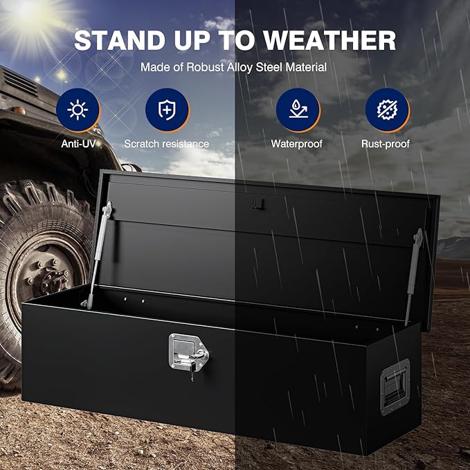 Yizosh 39 Inch Steel Heavy Duty Truck Bed Tool Box, Trailer Tongue Box with Lock and Keys