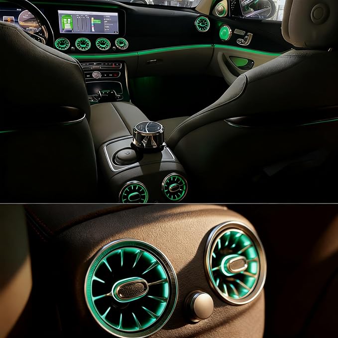 W213 Air Vent LED Ambient Light, 64 Colors Sync, 8 pcs/Set, Fits for 2017-2022 Mercedes Benz E200/E250/E300/E350/E400/E450/E53/E63 E-Class, NOT for 2 Door Coupe
