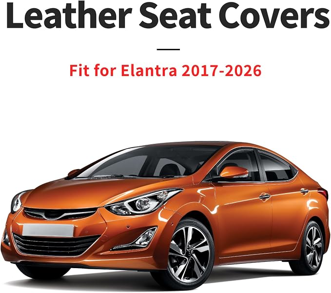 Car Seat Covers Compatible with Hyundai Elantra 2017-2026 - Waterproof & Breathable Luxury Leather All-Weather Seat Cushions Protectors, Airbag Compatible, Only 2 Front seat Covers (Black)