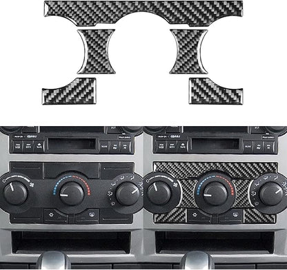 Real Quality Carbon Fiber Decor Car A/C Switch Frame Sticker Climate Control Trim Compatible with Dodge Charger 2008 2009 2010 Interior Accessories Decal Style A 5PCS Black