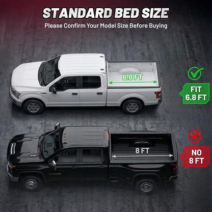 BDFHYK Hard Tri Fold Tonneau Cover Fits Ford F250 F350 Super Duty 1999-2026 6.8ft Bed, Waterproof Hard Folding Truck Bed Cover with Anti-Theft Lock, Easy Install Bed Cover for Camping and Work Trucks