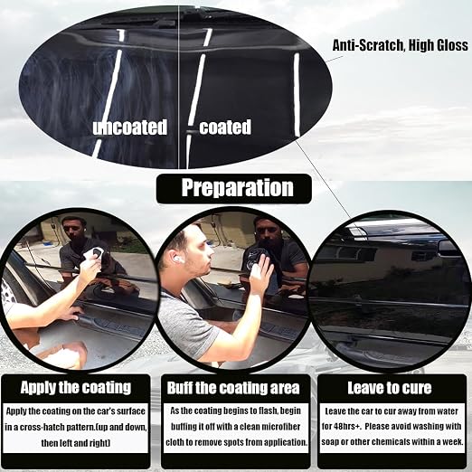 10H Nano Ceramic Coating for Cars, 50ML High Gloss Anti-Scratch SiO2 Ceramic Car Coating Kit, Plastic, Glass, Wheel Polishing, Hydrophobic, Long Lasting Protection