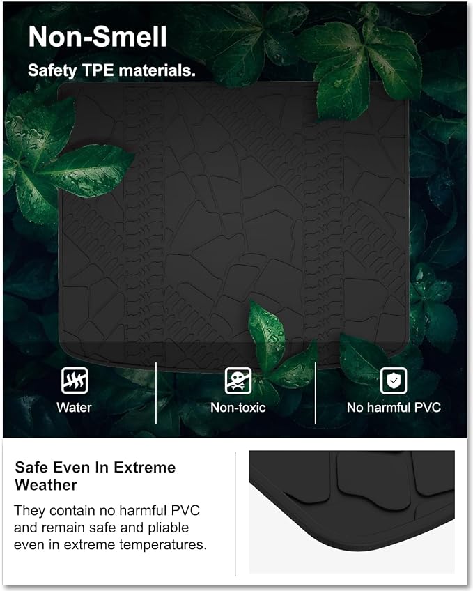 KIWI MASTER Cargo Mat for 2014-2023 Jeep Cherokee, Custom Fit All Weather Rear Cargo Liner, Heavy Duty TPE Tray Trunk Mat, Black