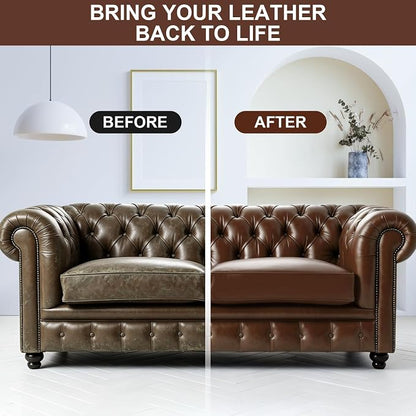 STARTSO WORLD Leather Recoloring Balm, Medium Brown Repair Kit for Furniture, Leather Dye, Color Restorer for Couches, Couch Paint | Repair, Restore & Renew Old, Faded Surfaces